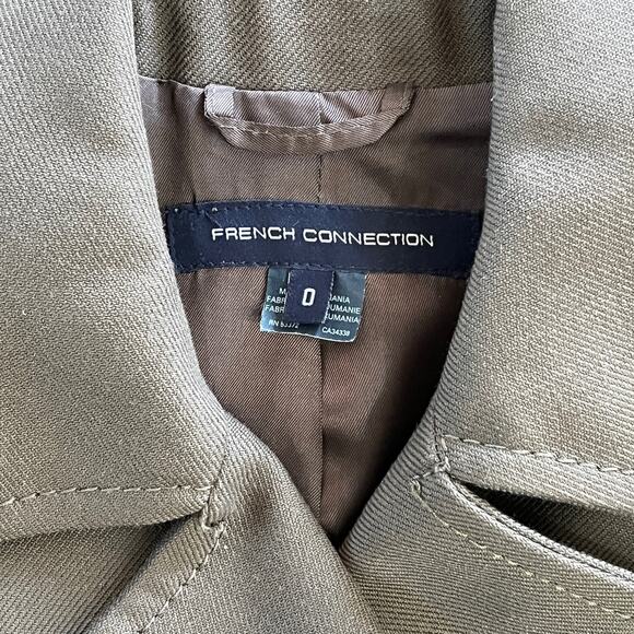 French Connection Erno Wool Short Military Jacket - Size 0 - Dark Olive - Picture 7 of 9